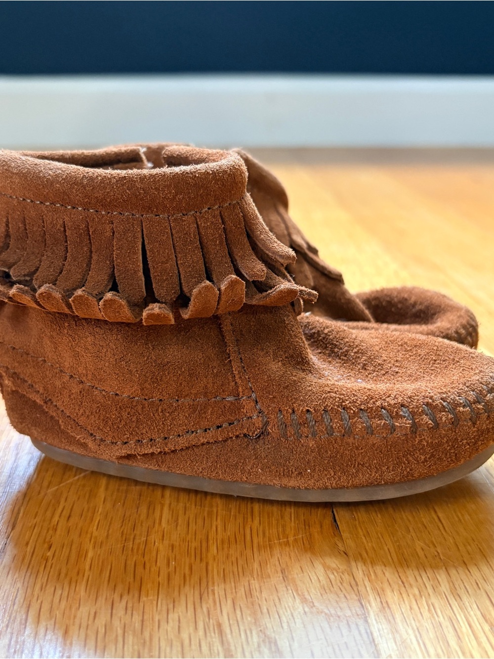 Minnetonka Kids Chestnut Suede Fringe Moccasins